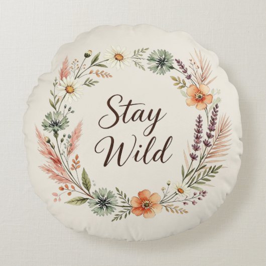 Fleurs Sauvages Boho Floral Reste Sauvage Coussin (Devant)