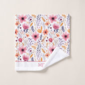 Fleurs sauvages Boho Monogramme Rose Violet Orange (Gant de toilette)
