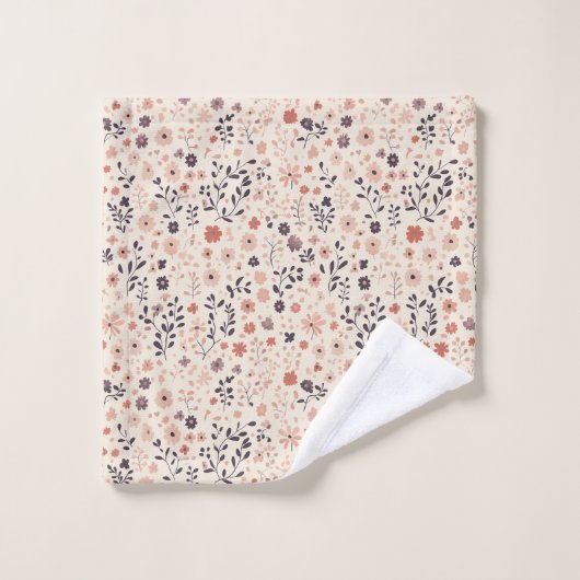 Fleurs sauvages boho rose beige bleu corail (Gant de toilette)