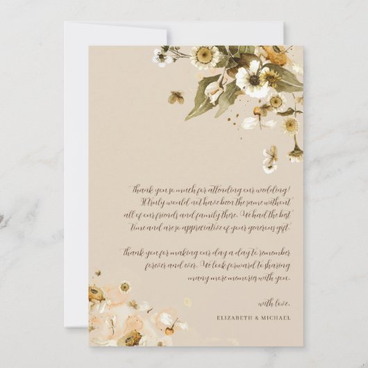 Fleurs sauvages Boho simples | Mariage photo Merci (Dos)