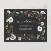 Fleurs sauvages botaniques foncés | Faire-part de  (Devant)