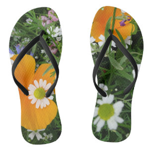 Fleurs sauvages : Boucles de tongs roses blanches 
