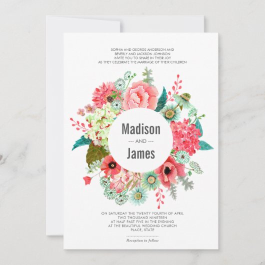 Fleurs sauvages Bouquet rustique | Invitations de  (Devant)