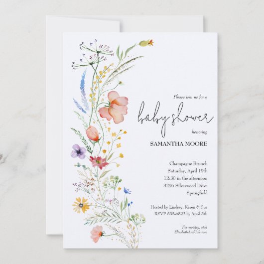 Fleurs sauvages Boy Baby Shower Invitations (Devant)