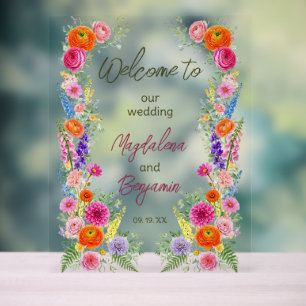 Fleurs sauvages colorées Bienvenue au mariage dans