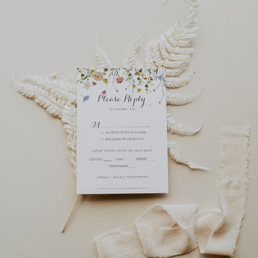 Fleurs sauvages colorées Dainty Menu Choix RSVP