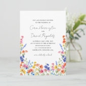 Fleurs Sauvages Colorées Invitation De Mariage Rec (Debout devant)
