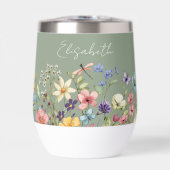 Fleurs sauvages colorées vert sauge Nom (Avant)