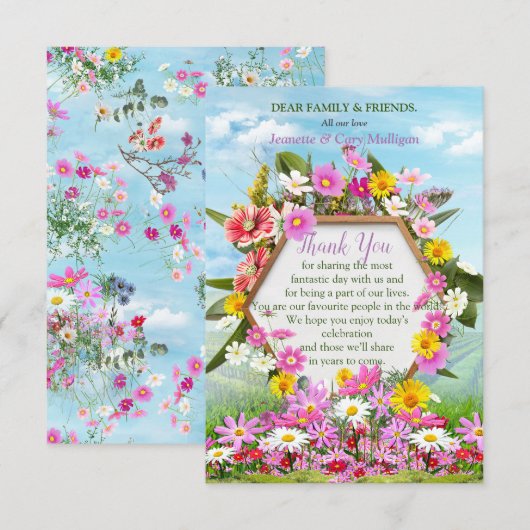 Fleurs sauvages contre un Carte de remerciements B (Devant / Derrière)