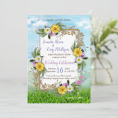 Fleurs sauvages contre une invitation Blue Sky (Debout devant)