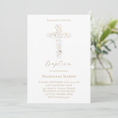 fleurs sauvages croix | Invitation de baptême (Debout devant)