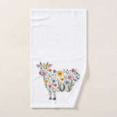 Fleurs sauvages d'aquarelle en forme de Vache mign (Serviette à main)