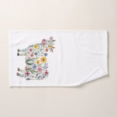 Fleurs sauvages d'aquarelle en forme de Vache mign (Serviette à main)