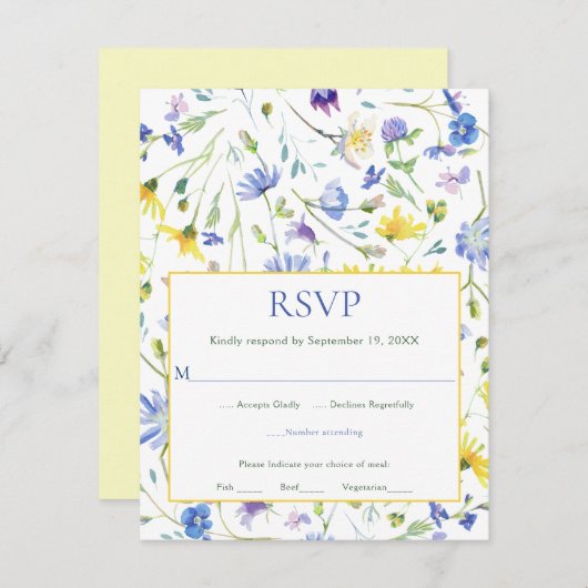 Fleurs sauvages d'aquarelle mariage RSVP (Devant / Derrière)