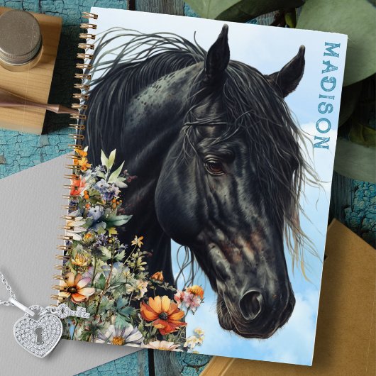 Fleurs sauvages de Black Horse Carnet Spiral perso
