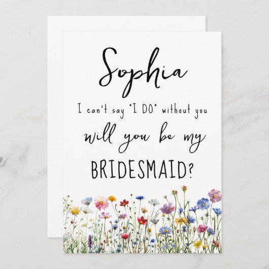 Fleurs sauvages de la carte de proposition Bridesm (Devant / Derrière)