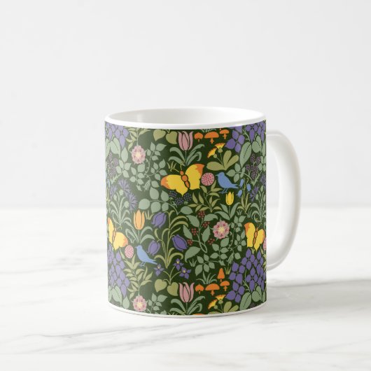 Fleurs sauvages de Voysey, mug à café vert (Devant droit)