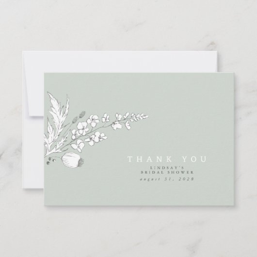 Fleurs sauvages dessinées à la main Élégant Merci (Devant)