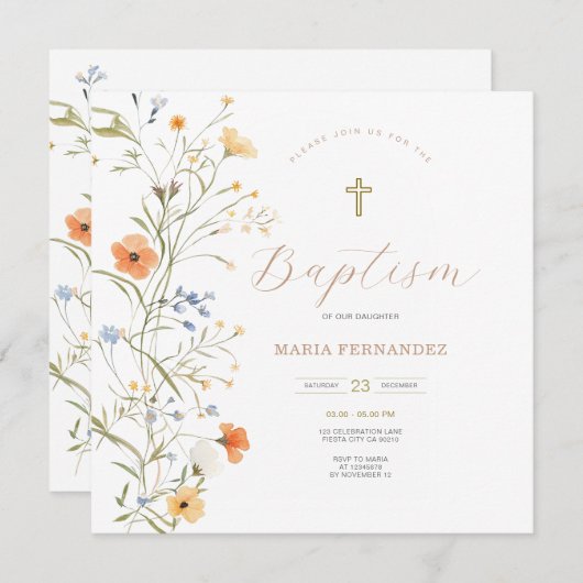 Fleurs sauvages d'été du printemps Invitation Chri (Devant / Derrière)