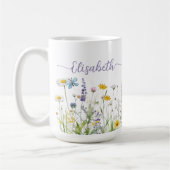Fleurs sauvages d'été printemps Nom de script Mug (Gauche)