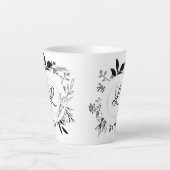 Fleurs sauvages Doodles Monogramme Latte Mug (Devant)