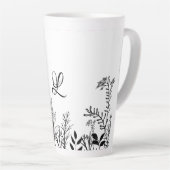 Fleurs sauvages Doodles Monogramme Latte Mug (Angle droit)