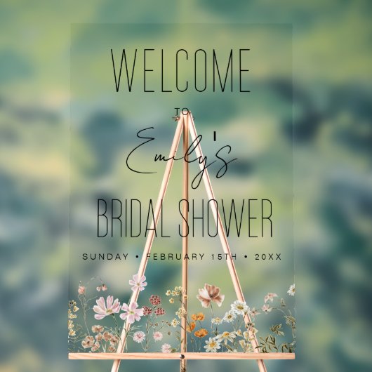 Fleurs sauvages Écriture moderne Mariage Élégant A (Neutre)