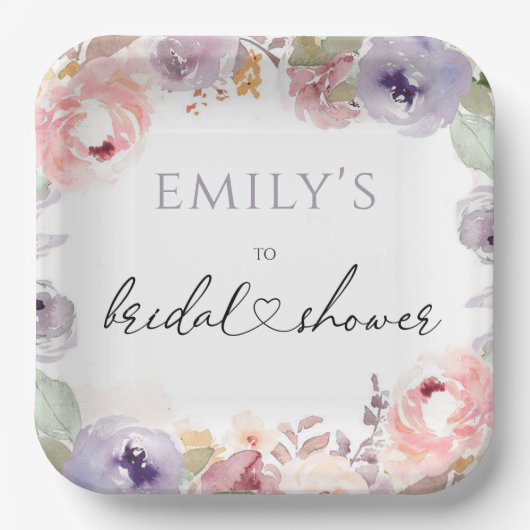 Fleurs sauvages Élégante douche de mariée Assiette (Recto)