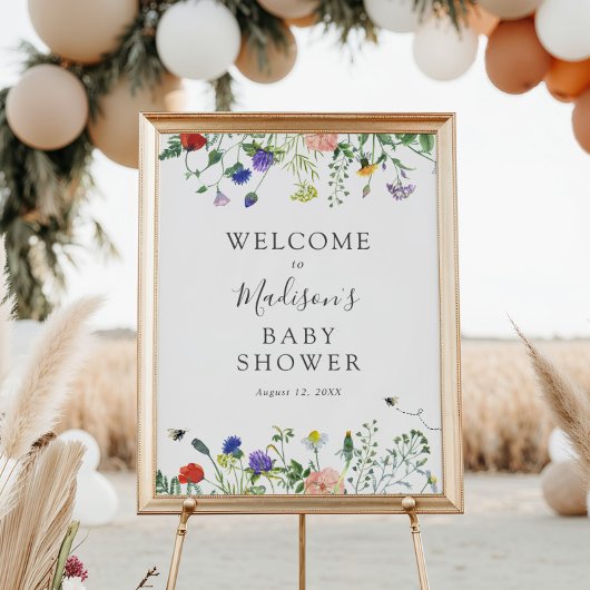 Fleurs sauvages et Affiche de bienvenue des abeill