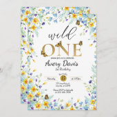 Fleurs sauvages et papillons Invitation (Devant / Derrière)