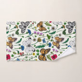 Fleurs sauvages et papillons sur blanc (Serviette à main)