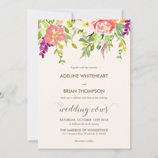 Fleurs sauvages Faire-part de mariage (Devant)