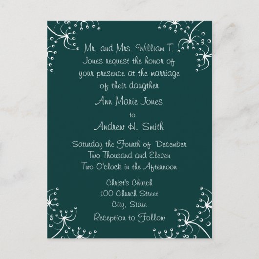 Fleurs sauvages faire-part de mariage (Devant)