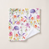 Fleurs sauvages fantaisistes | Aquarelle (Gant de toilette)