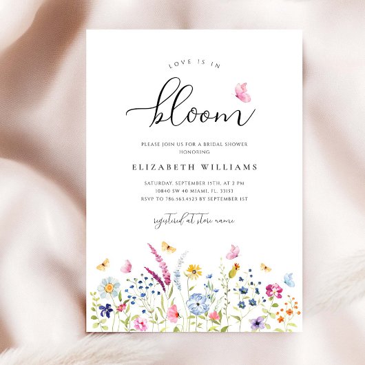 Fleurs sauvages : Invitation de douche de mariée à