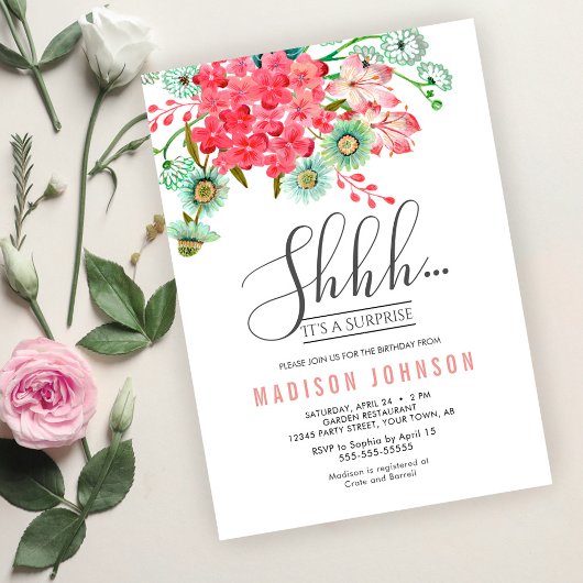 Fleurs sauvages | Invitation de fête surprise anni