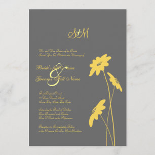 Fleurs sauvages jaunes et gris Faire-part de maria