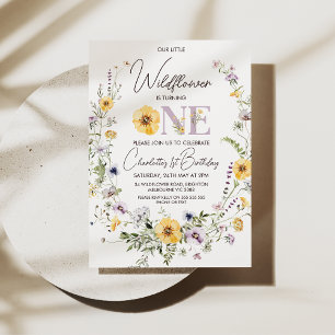Fleurs sauvages Jaunes Violet 1er Invitation anniv