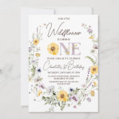 Fleurs sauvages Jaunes Violet 1er Invitation anniv (Devant)