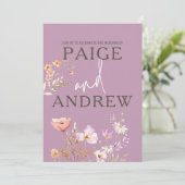 Fleurs sauvages Lavendar Faire-part de mariage de  (Debout devant)