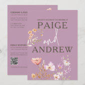 Fleurs sauvages Lavendar Faire-part de mariage de  (Devant / Derrière)