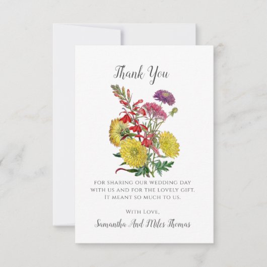 Fleurs sauvages Mariage Carte de remerciements pla (Devant)