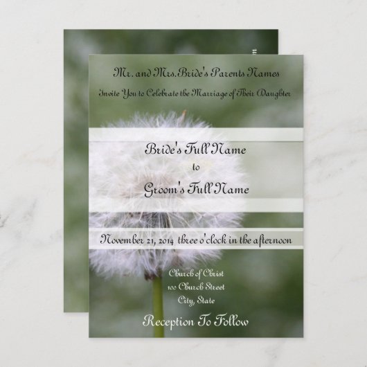 Fleurs Sauvages Mariage Invitations et Faveurs (Devant / Derrière)