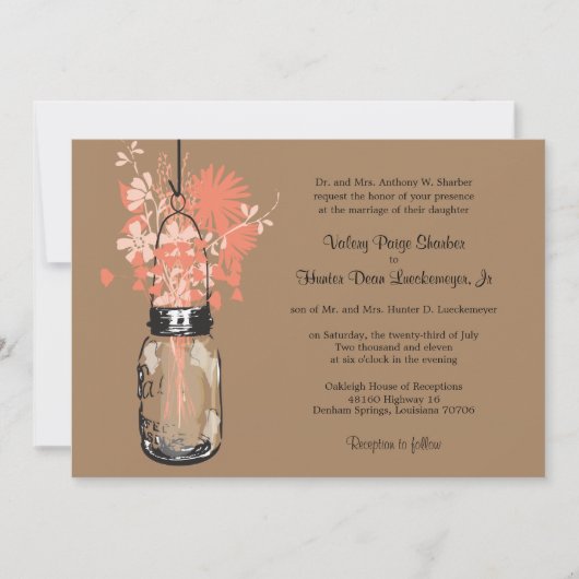 Fleurs sauvages & Mason Jar Mariage Invitations (Devant)
