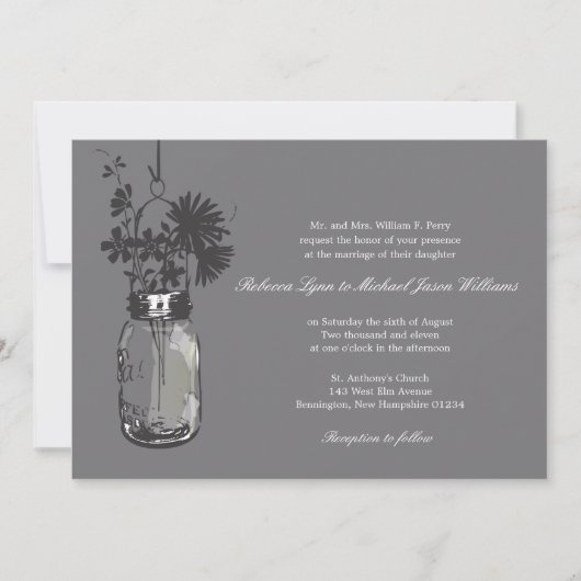 Fleurs sauvages & Mason Jar Mariage Invitations (Devant)