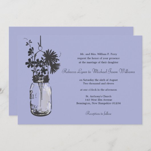 Fleurs sauvages & Mason Jar Mariage Invitations (Devant / Derrière)