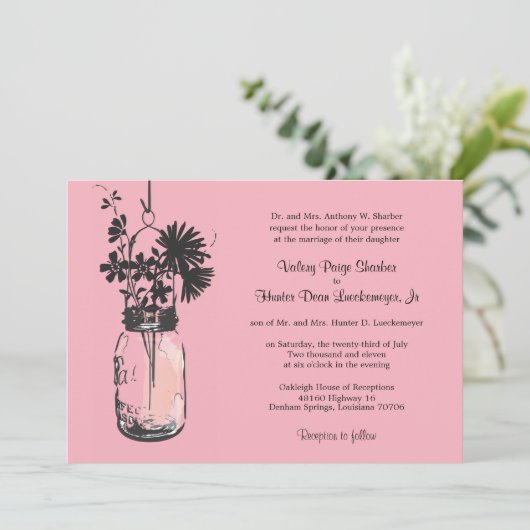 Fleurs sauvages & Mason Jar Mariage Invitations (Debout devant)