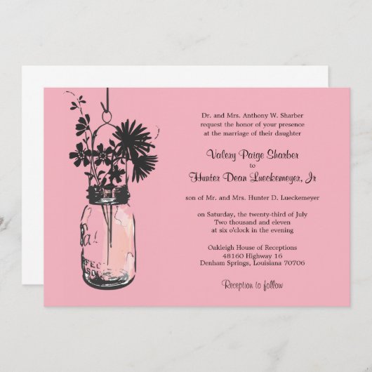 Fleurs sauvages & Mason Jar Mariage Invitations (Devant / Derrière)