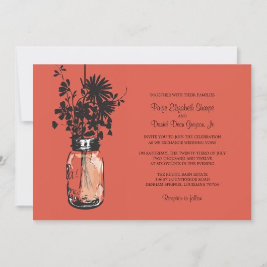 Fleurs sauvages & Mason Jar Mariage Invitations (Devant)