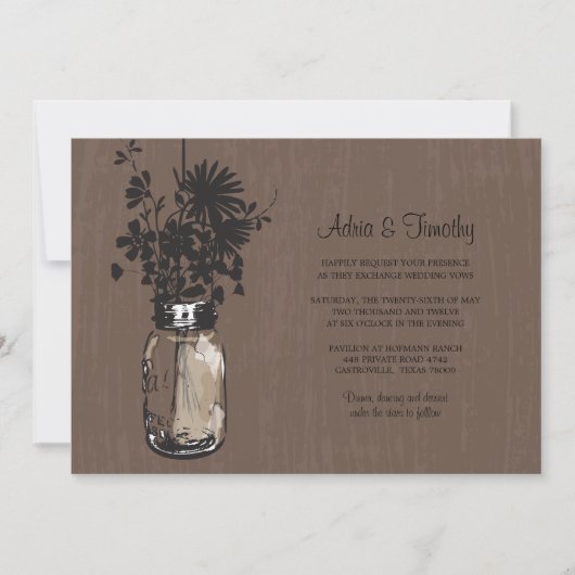 Fleurs sauvages & Mason Jar Mariage Invitations (Devant)